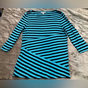 Blue and black striped Dana Buchman top, size large.
